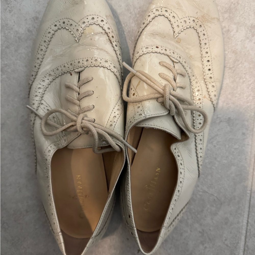 Cole Haan Beige Lace-Up Flats